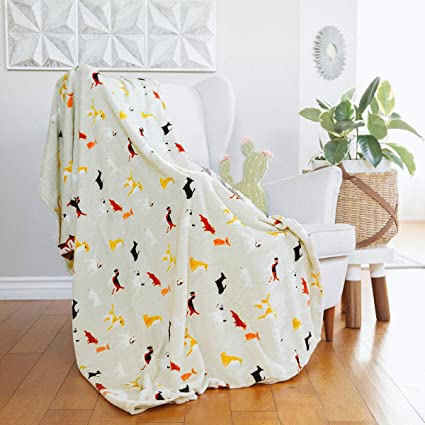 AVAFORT Velvet Plush Home Fleece Throw Blanket for Couch Sofa Bed, Warm Elegant Fuzzy Flannel Blanket for Kid Baby Adults or Pet,Lightweight Soft Cozy Warm Luxury Microfiber Blankets (Dog-Desert Sand)