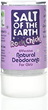 Natural Deodorant Crystal Rock Chick by Salt of the Earth, Unscented, Fragrance Free - Vegan, Long Lasting Protection, Leaping Bunny Approved - 90g