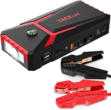 TACKLIFE T8 800A Peak 18000mAh Lithium Car Jump Starter for up to 7.0L Gas or 5.5L Diesel Engine, 12V Auto Battery Booster with LCD Screen, Portable Power Bank with USB Quick Charge (Vintage Red)