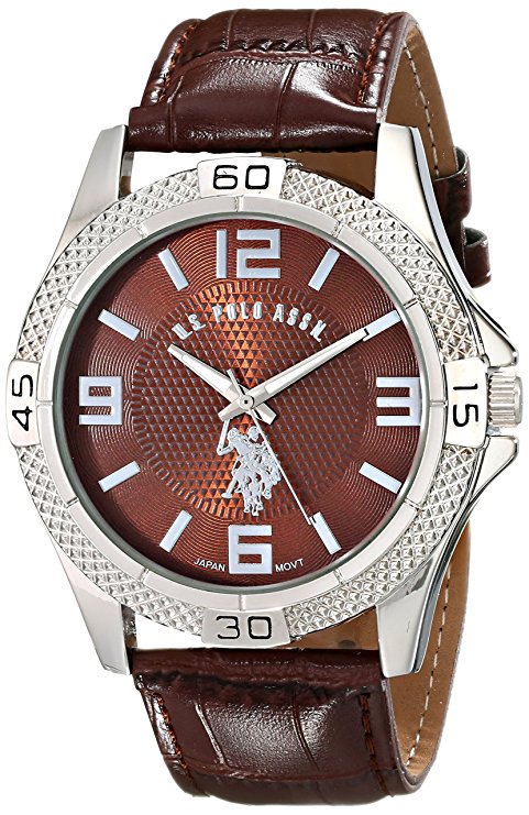 U.S. Polo Assn. Classic Men's USC50227 Silver-Tone Watch with Faux-Leather Band