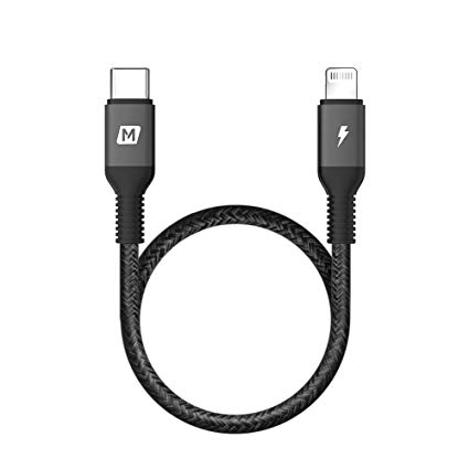 MOMAX USB C to Lightning Cable Nylon Braided MFI Certified 1ft Charging Syncing Cord Compatible with iPhone Xs XS MAX XR X 8 8 Plus 7 7 Plus MacBook … (1FT)