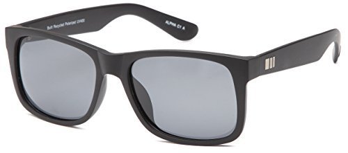 Gamma Ray Stealth Polarized UV400 Flat Black Updated Square Wayfarer Sunglasses in Shatterproof Nylon Frame