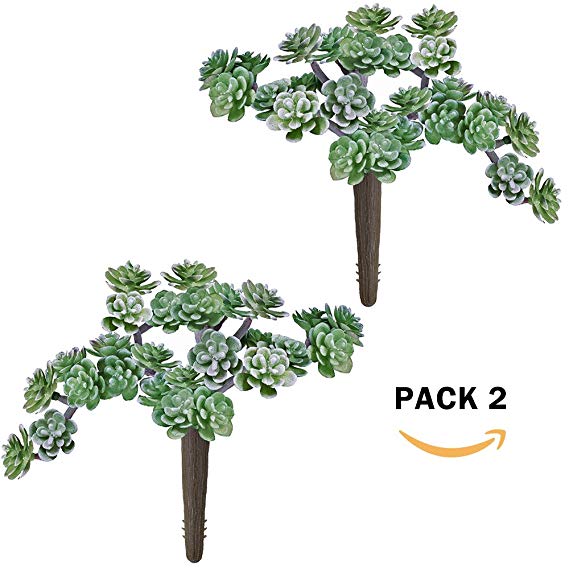 Supla 2 Pcs Artificial Succulents Sedum Picks in Dusty Green- 6" Wide Artificial Succulents Plants Unpotted Fake Succulent Bouquet Succulent Wreath Floral Arrangement Mother's gift