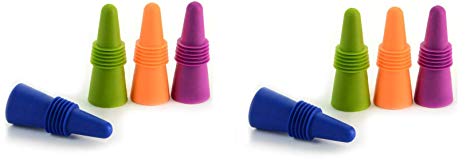 Rabbit (W6121) Wine and Beverage Bottle Stoppers with Grip Top (Assorted Colors, Set of 4) (2-Pack)