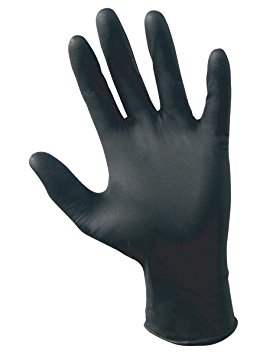SAS Safety 66519 Raven Powder-Free Disposable Black Nitrile 6 Mil Gloves, Extra Large, 100 Gloves by Weight