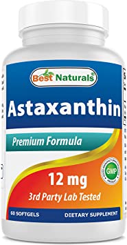 Best Naturals Triple Strength Astaxanthin 12mg 60 Softgels - Powerful Antioxidant Carotenoid