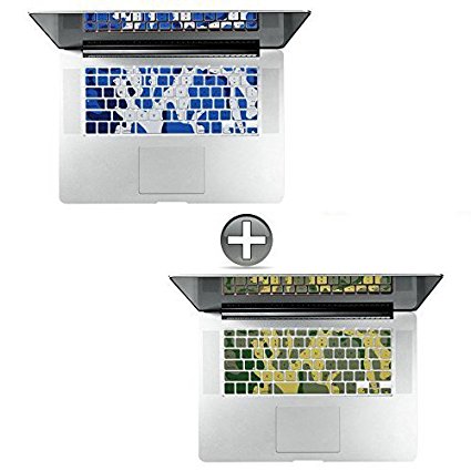 [2 Pack] Keyboard Cover Silicone Skin for MacBook Pro 13" 15" 17" (with or w/out Retina Display) IVVO iMac and MacBook Air 13" (Green & Blue)