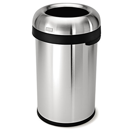 simplehuman Bullet Open Trash Can, Commercial Grade, Heavy Gauge Stainless Steel, 80 L / 21.1 Gal