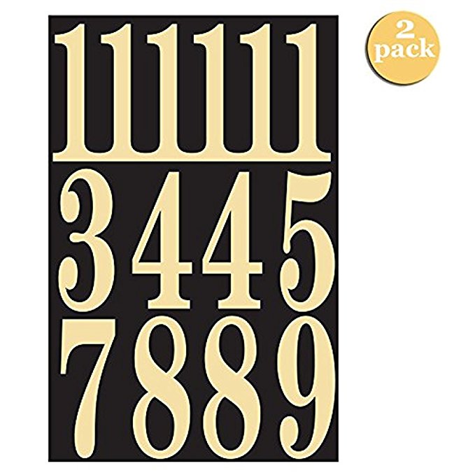 Hy-Ko MM-5N Self-Stick Numbers, 3", Black/Gold (2 Pack)