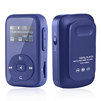 HccToo Music Player, 8GB Sports Clip Bluetooth MP3 Player With Lossless Sound and Expandable MicroSD Slot Support 64GB (Blue)