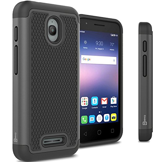 Alcatel Dawn Case, Alcatel Streak Case, Alcatel Ideal Case, Alcatel Acquire Case, CoverON [HexaGuard Series] Slim Hybrid Hard Case for Alcatel Dawn /Streak /Acquire /Ideal - Black