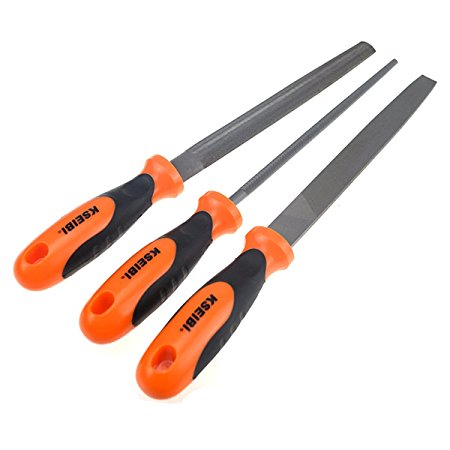 KSEIBI 311485 High Carbon Steel Metal File W Rubber Soft Handle Quality 3Pcs Steel File Set