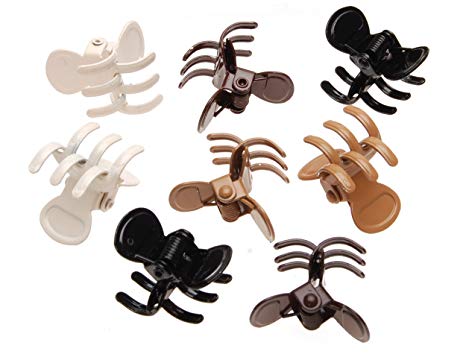 L. Erickson Clip & Go Mini Metal Jaw Hair Clips, Black/Chocolate/Ivory/Camel, Set of 8 - Strong Hold For Easy Styling Solutions