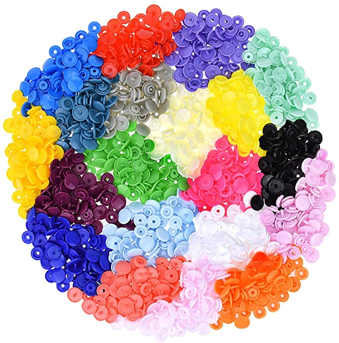 300 Complete Sets KAM Snap Kits Plastic Resin Snap Fastener Buttons KAM T5 Size 20 (1/2") Assorted Rainbow Colors