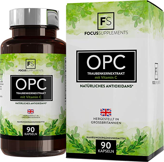 OPC Grape Seed Extract - 600mg | With 80mg Vitamin C Added per Serving | POWERFUL ANTIOXIDANT SUPPORT | For Heart & Immune Support | With 70% OPC / 95% Polyphenol Guaranteed | Manufactured in the UK in ISO Licensed Facilities (1 Bottle)