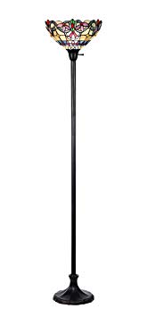 Chloe Lighting CH33381VB14-TF1 Grenville Tiffany-Style Victorian 1 Light Torchiere Floor Lamp 14-Inch Shade