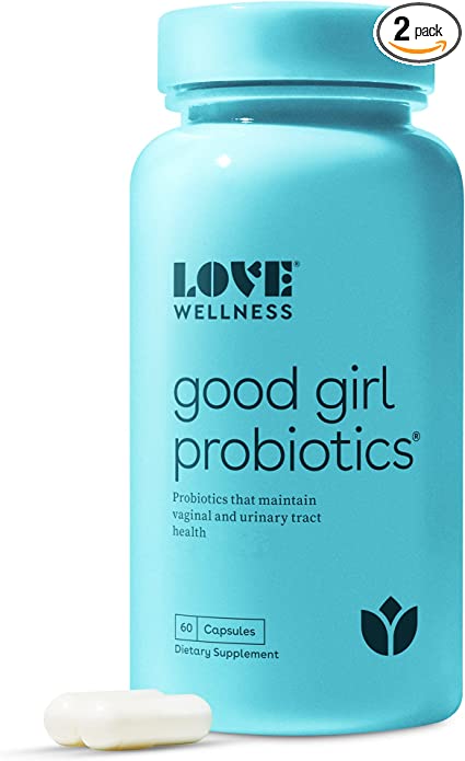 Love Wellness Good Girl Vaginal Probiotics, 2-Pack, 120 Capsules - Supports Vaginal Health & Maintains Vaginal Flora & Urinary Tract Health - Feminine Health Balance pH Levels - Dairy & Gluten-Free