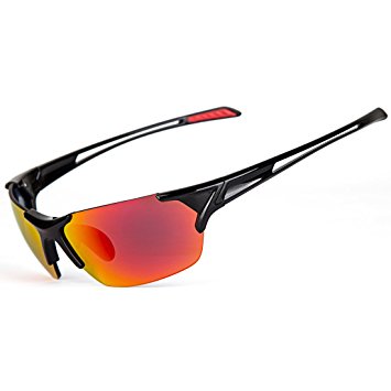 Shieldo Polarized Sports Sunglasses For Men And Women Running Cycling Fishing, Mirrored Integrated Polarized Lens Unbreakable Frame SLY002