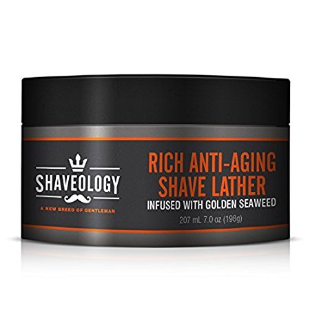 Premium Rich Anti-Aging Shave Cream Lather infused with Golden Seaweed - Provides a thick lather for an exceptional shave and protects and hydrates the skin