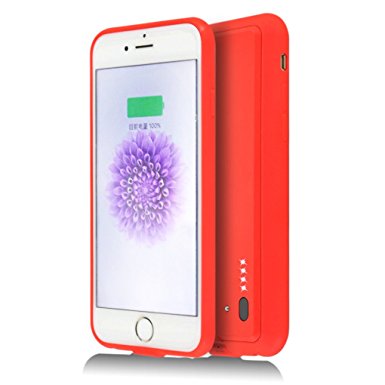 iPhone 6 6S Battery Case 2000mAh Capacity Rechargeable Extended Portable Power Bank Charger Charging Case Backup Pack Cover for Apple Cellphone 4.7 inches Red