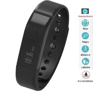 Twinbuys Fitness Tracker Smart Wristband Bluetooth Wireless Activity Fitness Tracker Smart Bracelet with Pedometer Tracking Health Sleep Monitoring for IOS7.0 and Android 4.3 above Phone Black