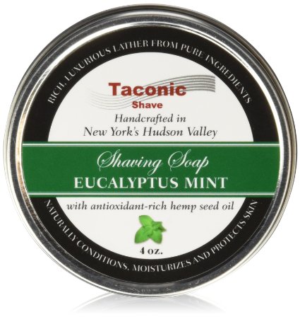 Taconic Shave Barbershop Quality Eucalyptus Mint Shaving Soap with Antioxidant-Rich Hemp Seed Oil