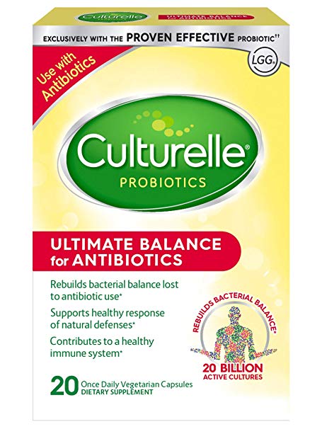 Culturelle Ultimate Balance Probiotic for Antibiotics | Use with Antibiotics | Once per Day | Contains 100% Lactobacillus rhamnosus GG | Restores Good Bacteria Lost to Antibiotic Use* | 20 Count