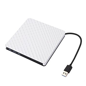 External DVD Drive,Ultra Portable Optical USB 3.0 CD DVD-RW Drive, External CD/DVD-RW Burner Drive Writer for Laptop and Desktop PC Win XP 7 8 10 Linux OS Apple Mac Macbook Pro (white) By GAMING TS