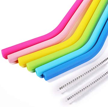 Big Silicone Straws, Opret 6 pcs Wide Reusable Straws Set with Portable Case for 20oz/30oz Yeti/RTIC/Tumblers for Smoothies, BPA Free, Safe for Adults and Kids