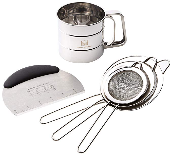 Modern Madrid: Sifter Sieve Set with Dough Scraper. 5 Pieces