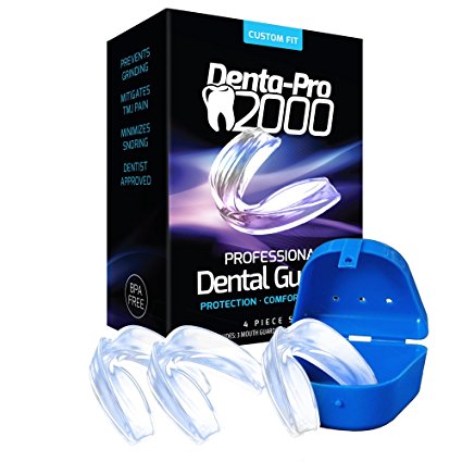 Dental Guard; Mouth Guard - Stops Teeth Grinding, Bruxism, TMJ, and Teeth Clenching. Includes Anti-Bacterial Case and Fitting Instructions - Satisfaction Is Guaranteed