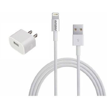 Necano Brand Charger Set (3 Feet USB Data Cables and Wall Adapters) Compatible with iphone 5, 5s, 6, 6 plus, 6s 6E, 4th Gen Ipad, Ipad Air, Ipad Air 2, Ipad Mini 1/2/3