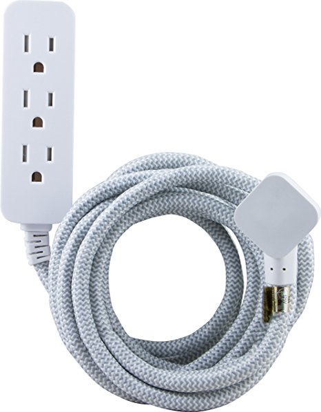 GE Designer Cord Pro Designer Extension Cord with Surge Protection Gray/White (38433)