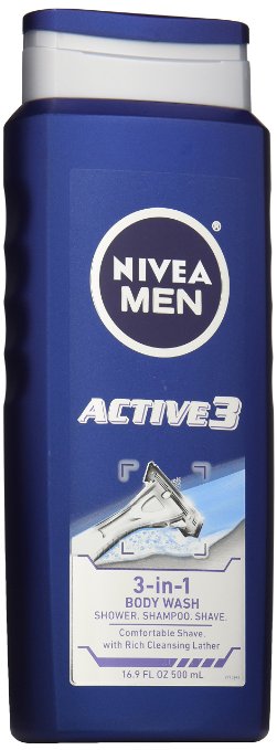 NIVEA Men Active3 3-in-1 Body Wash 16.9 Fluid Ounce