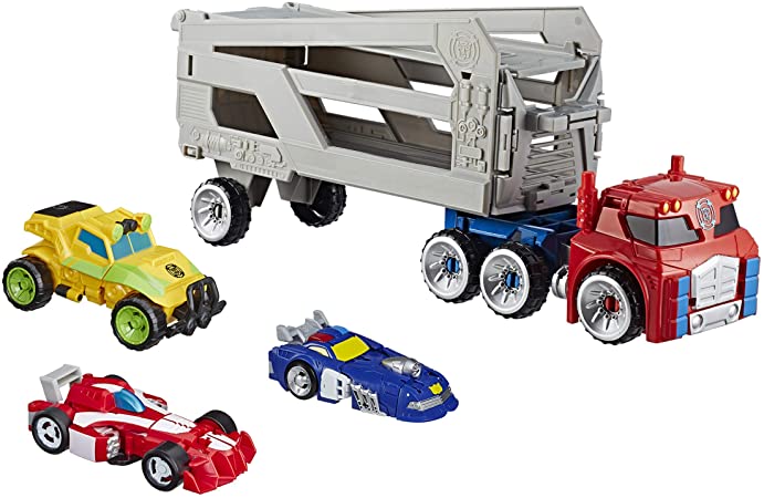 Transformers Playskool Heroes Rescue Bots Academy Road Rescue Team Trailer 4-Pack Converting Toy Robots Collectible Action Figures, Kids Ages 3 and Up (Amazon Exclusive)