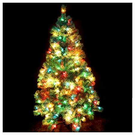 CASA CLAUSI Christmas Tree 5 Feet Pre-lit Multi-Colored Lights Artificial Green Madison Pine Tree