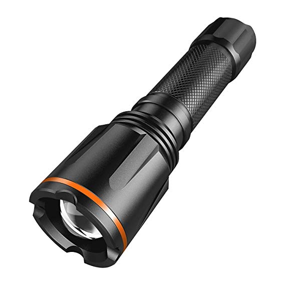 Tacklife Super Bright Tactical Flashlight, Rechargeable (18650 Battery Included), Zoomable, IP64 Water-Resistant, 900 Lumens CREE LED, 6 Light Modes for Camping and Hiking | LFL2A