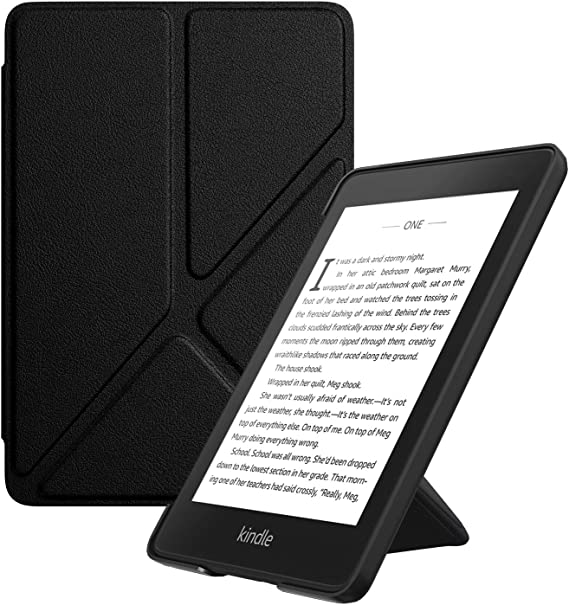 MoKo Case for 6.8" Kindle Paperwhite (11th Generation-2021) and Kindle Paperwhite Signature Edition, Origami Standing Shell Cover with Magnetic PC Back Cover for Kindle Paperwhite 2021, Black