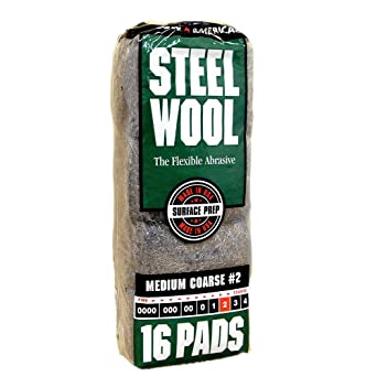 Homax - 33873161059 Steel Wool, Medium Coarse Grade #2, 16 Pads