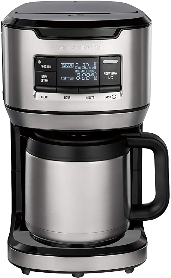 Hamilton Beach Programmable Front-Fill Coffee Maker with Thermal Carafe (46391), 12 Cup Capacity, Black and Stainless