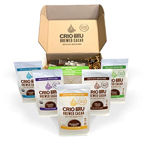 Sampler Starter Kit/ Set (5 Varieties) | Natural Healthy Brewed Cacao Drink | Great Substitute to Herbal Tea and Coffee | 99% Caffeine Free | Keto Whole-30 Honest Energy (Kit (No French Press))