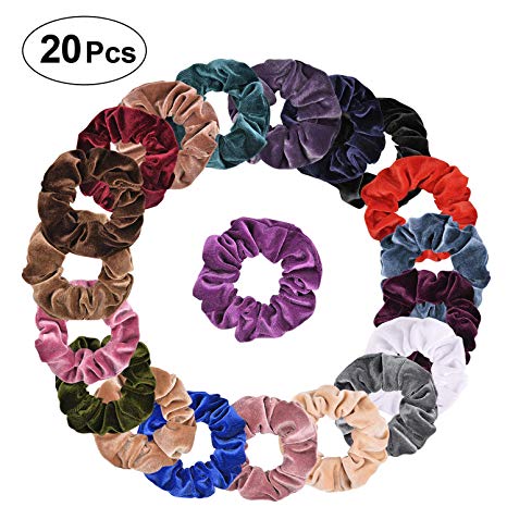 Set of 20 Hair Scrunchies Elastics Victostar Hair Bobbles Soft Bobble Hair Bands Colorful Hair Ties,Great for Women or Girls Hair Accessories(20 Pack)
