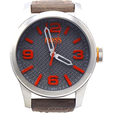 Hugo Boss Paris Stainless Steel Beige Leather Strap Watch, 1513351 Men's Beige