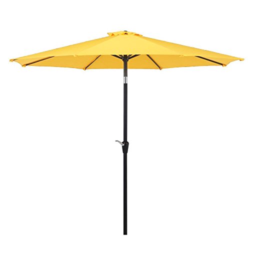 Grand Patio Outdoor Market Umbrella with Push Button Tilt and Crank, Patio Umbrella, 9.6 Ft, Yellow