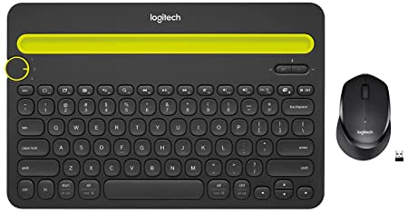 Logitech K480 Wireless Multi-Device Keyboard Black & M331 Silent Plus Wireless Mouse, 2.4GHz with USB Nano Receiver, 1000 DPI Optical Tracking, 3 Buttons, 24 Month Life Battery, Black