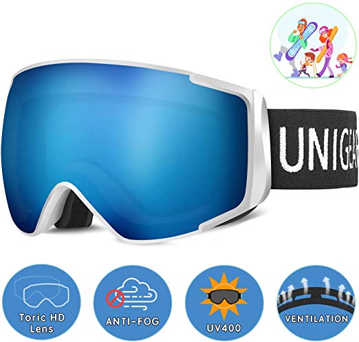 Unigear Skido X2 Ski Goggles, Toric Dual Lens Snowboard Snow Goggles for Kids, Men and Women - OTG & 100% UV Protection