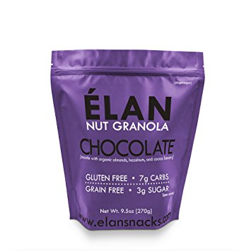 ELAN Dark Chocolate Keto Granola, Healthy Organic Cereal, Low Fodmap Snack Food, Natural MCT Oil Fat Bomb (Coconut Cacao Hazelnut Macadamia Nuts, 9.5 Oz Bag)