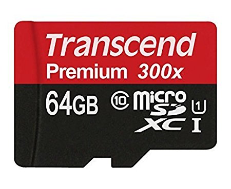 Transcend 64GB Premium MicroSDHC Memory Card Class 10 UHS-I - Black