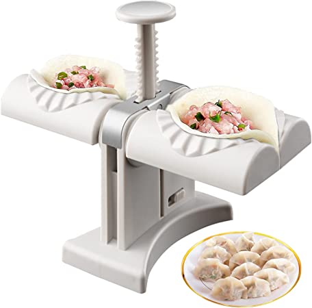 Gute Automatic Dumpling Maker,Household Double Head Dumpling Press Machine Mould, Safe Healthy Stainless Steel Kitchen Tool for Dumpling Making, Wrap Two at A Time