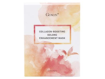 Goson Facial Sheet Mask Skin Hydrating, Skin Firming, Collagen Boosting Oolong Tea Facial Mask Sheet, Non-GMO, Vegan, Alcohol-Free (1 Box, 5 Sheet Masks)